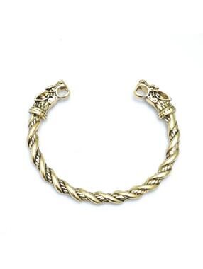 Men's Wolf Head Bracelet with Two-Tone Finish